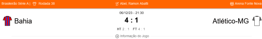 Ultimo jogo Atlético Mineiro 210124